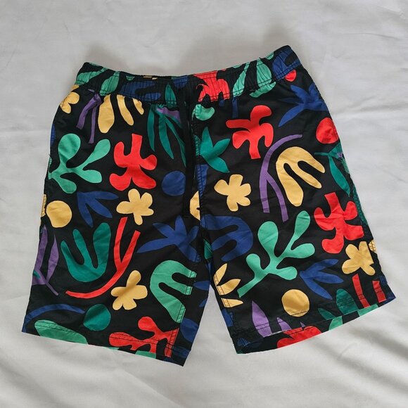 Hanna Andersson Men's Tropical Rainforest On Black Swim Trunks Size Medium - Picture 2 of 10